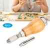 5Pcs Comfortable Grip Wooden File Handle with Replaceable Heads Jewelry Repairing Accessories