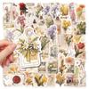 10/30/50pcs Vintage Flower Postcard Plants Stickers Art Aesthetic Cartoon Decals Scrapbook Phone Suitcase Graffiti Sticker Decor