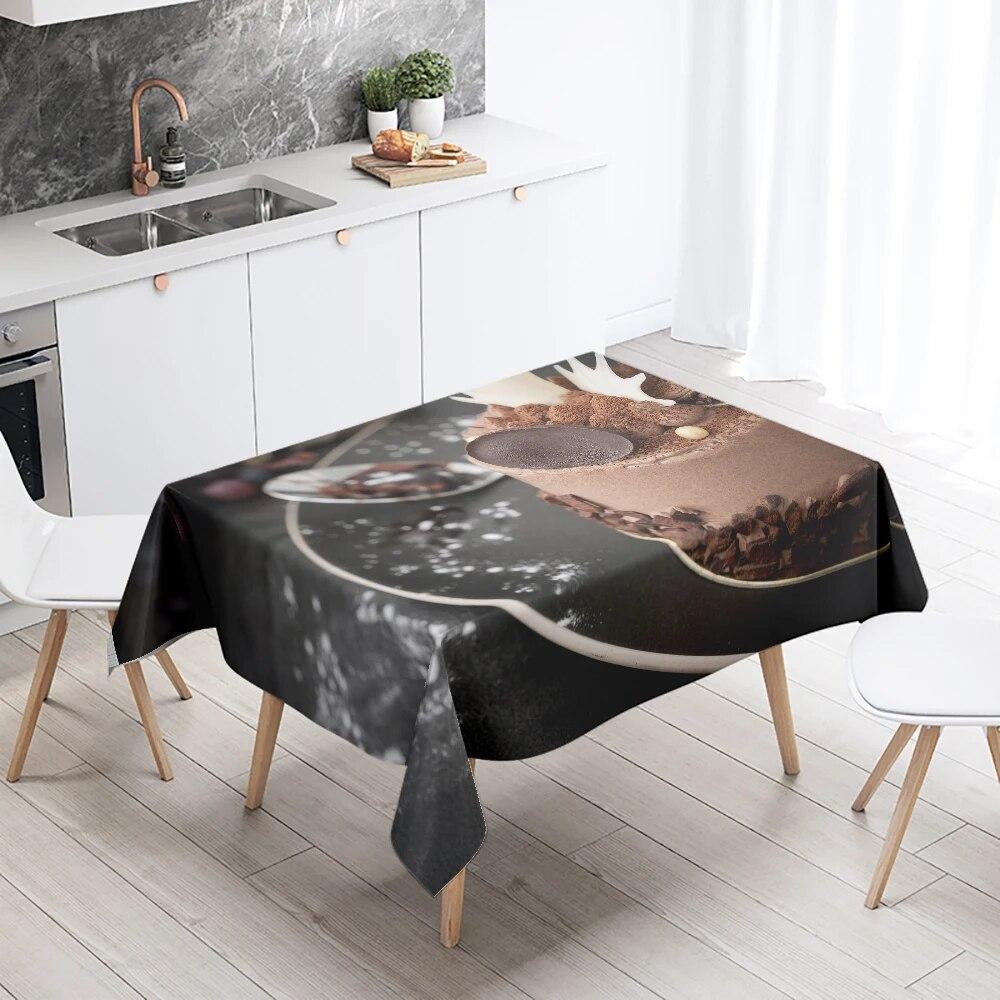 Cake Printed Tablecloth Hotel Restaurant Table Decoration and Ornament Stain Resistant Rectangular  Home