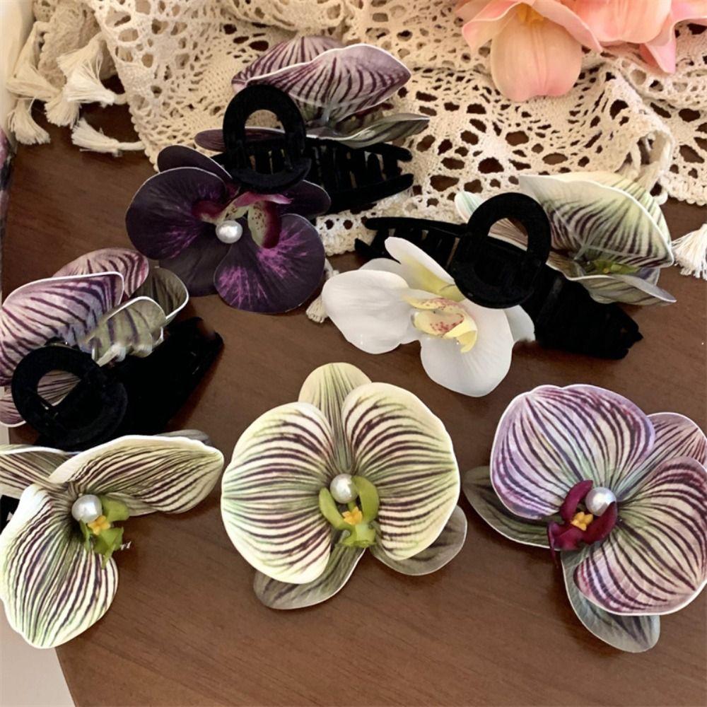 Butterfly Orchid Orchid Hair Clip Ponytail Clip Large Shark Clip Cute Flower Hair Claw  Daily