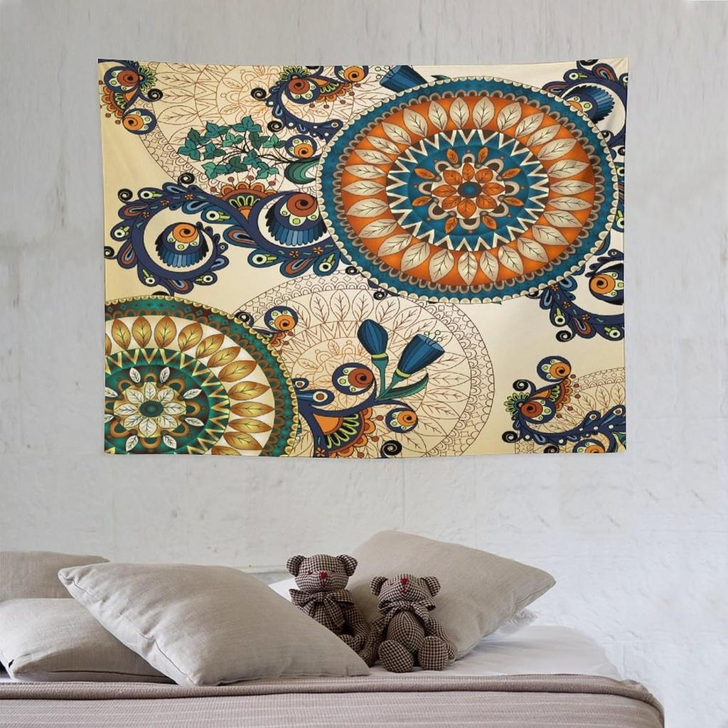 Vintage Bohemian Tapestry Wall Hanging Colorful Mandala Indian Pattern Tapestries Home Decor for Living Room Bedroom Apartment