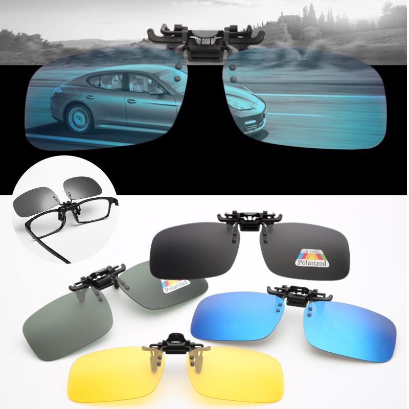 On Clip Polarised Sunglasses Flip Up Square Lens Sun Protection Fishing Cycling