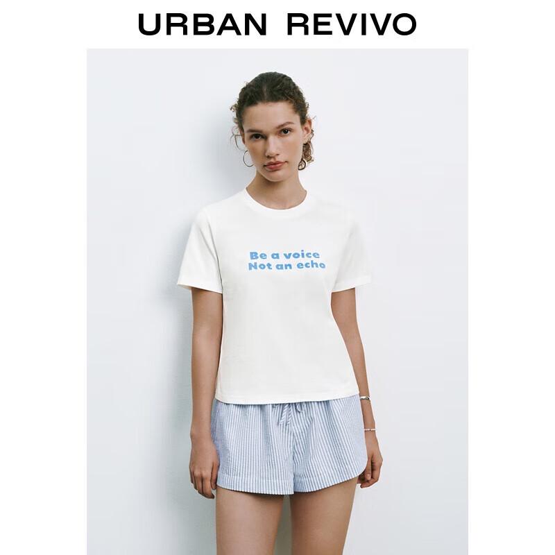 UR 2025 Summer Women s Color-block Letter Short-sleeved T-shirt XS