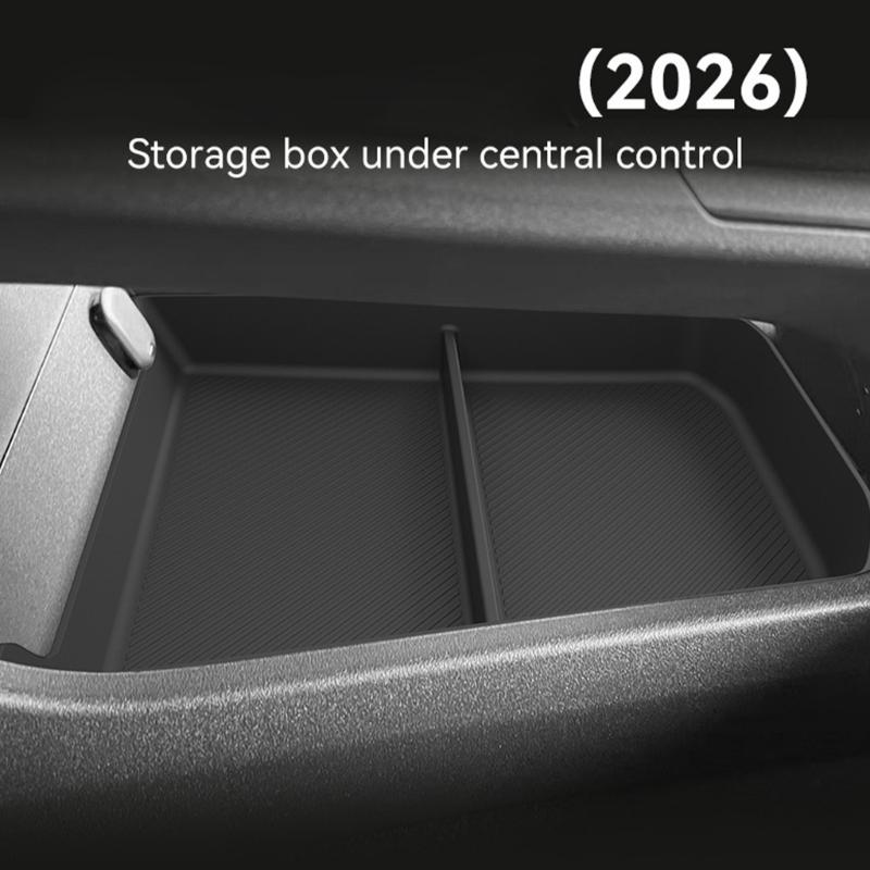 Lower Console Storage Insert for Cars, Flexible Rubber Tray with Taller Edges, Patterned Base and Divider Design for Small Daily Carry Items