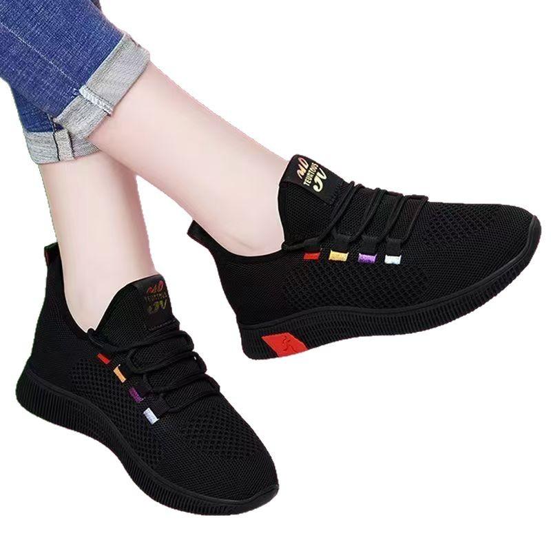 Soft sole non-slip black shoes women's cloth shoes fitness dancing casual running sports shoes