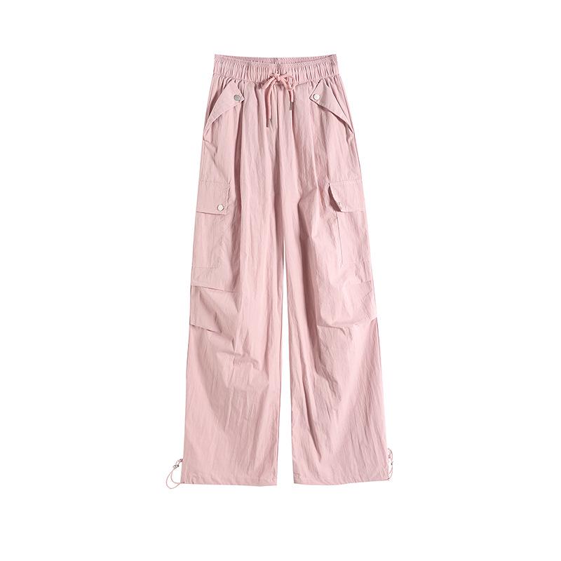 Petite Women's Quick-Dry Parachute Cargo Pants - Loose, Straight-Leg, Spring/Autumn Hiking Casuals