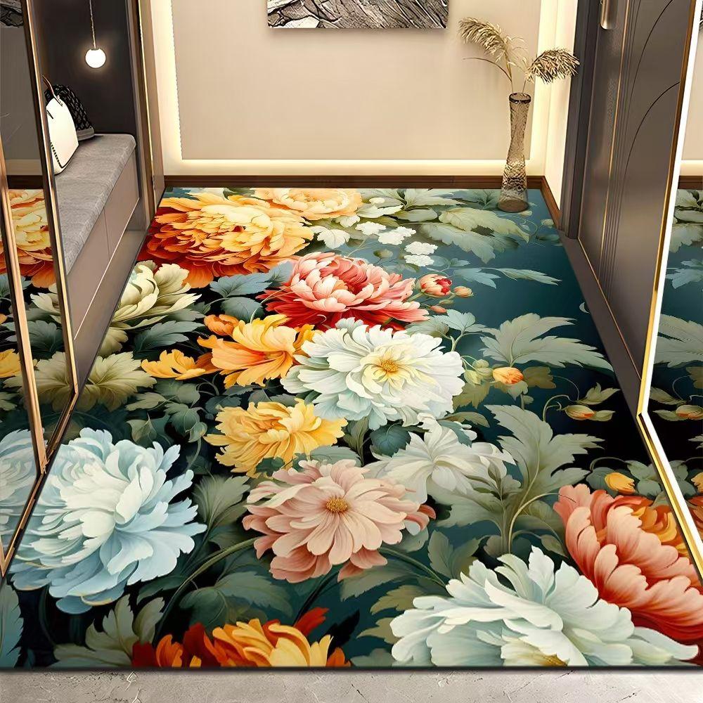 3D Carpet Peony Flower Printed for Living Room Bedroom Rugs Carpets Study Floor Mat