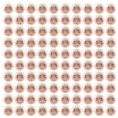 100pcs Natural Wood Beads Round Ball Spacer Smiling Face Doll Head Bead DIY Jewelry Making Supplies Bracelet Necklace