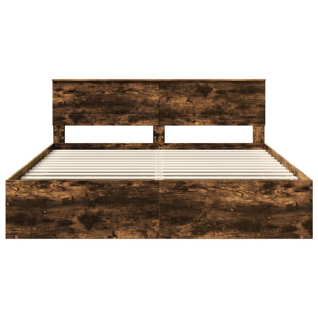 Bed Frame Smoked Oak 180 x 200 cm Wood Based Material