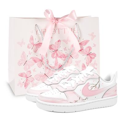 Court Borough Cherry Blossom Double Abrasion Resistant Low Top Skateboard Shoes Women's Pink BQ5448-100(Team2323-)