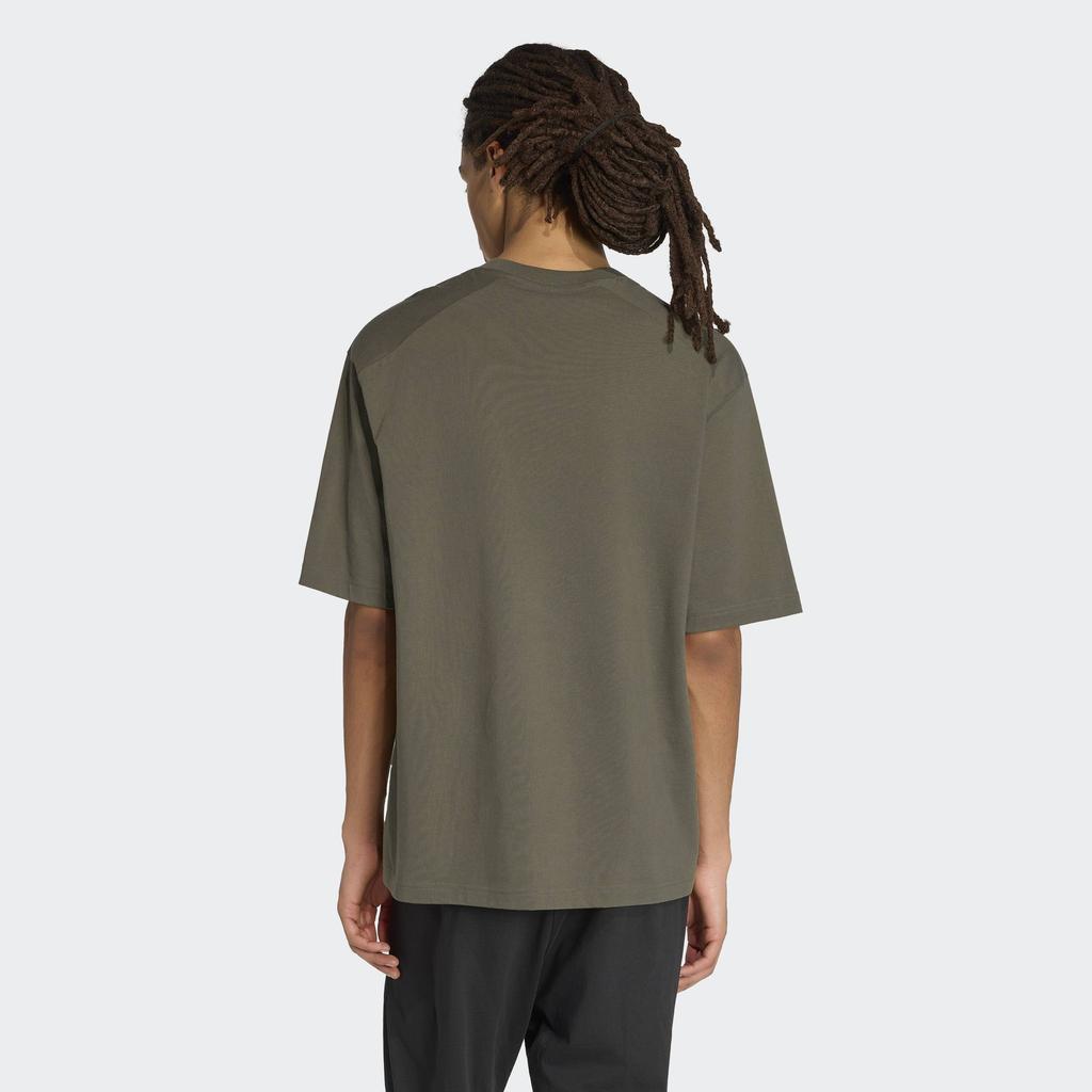adidas VERBIAGE T Shirts Men's Strata Olive Green Crew Neck Moderate