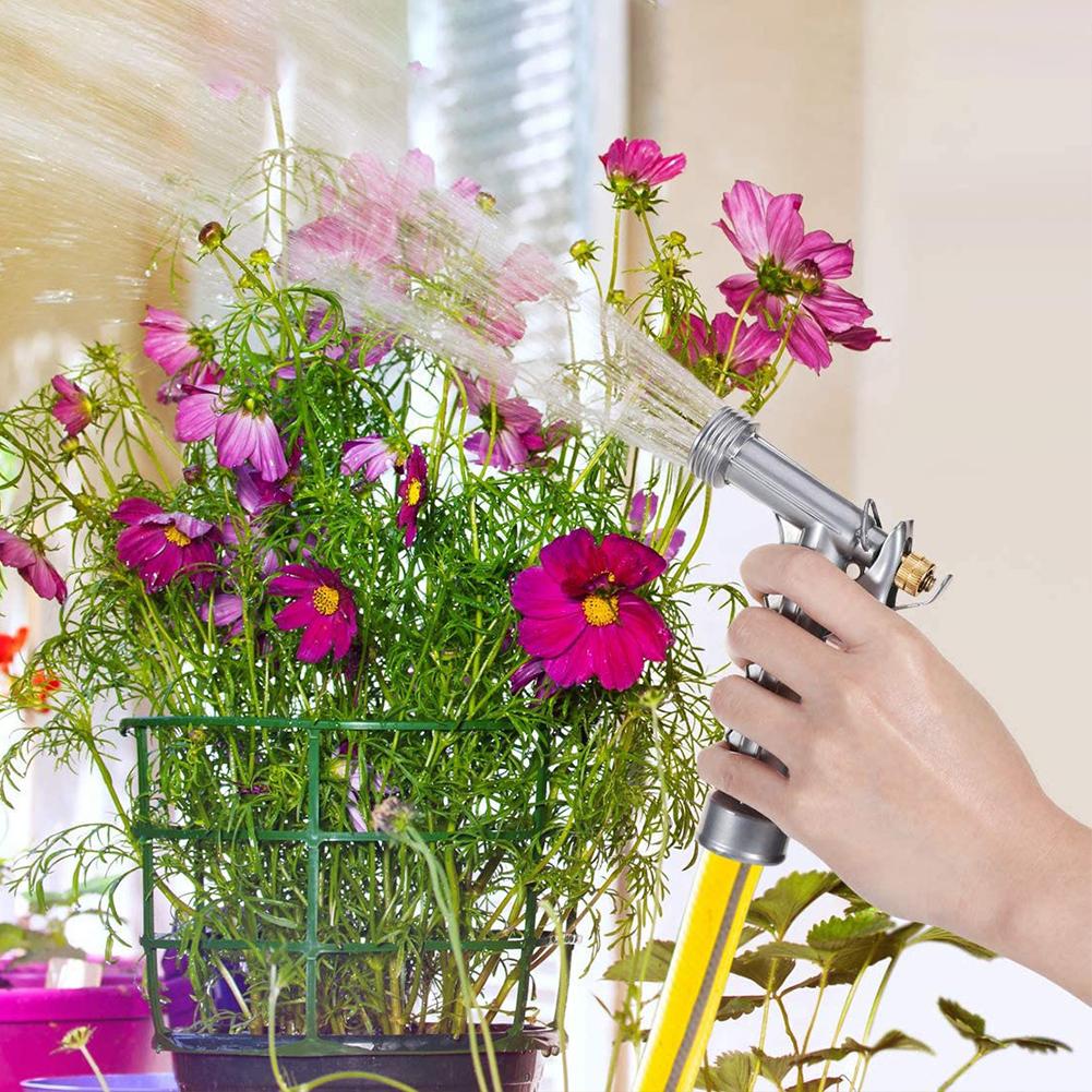 5.5inch Zinc Alloy Adjustable Hose Nozzle with Threaded Front Grip Hose Sprinkler for Watering Plants Washing Car Showering Pet