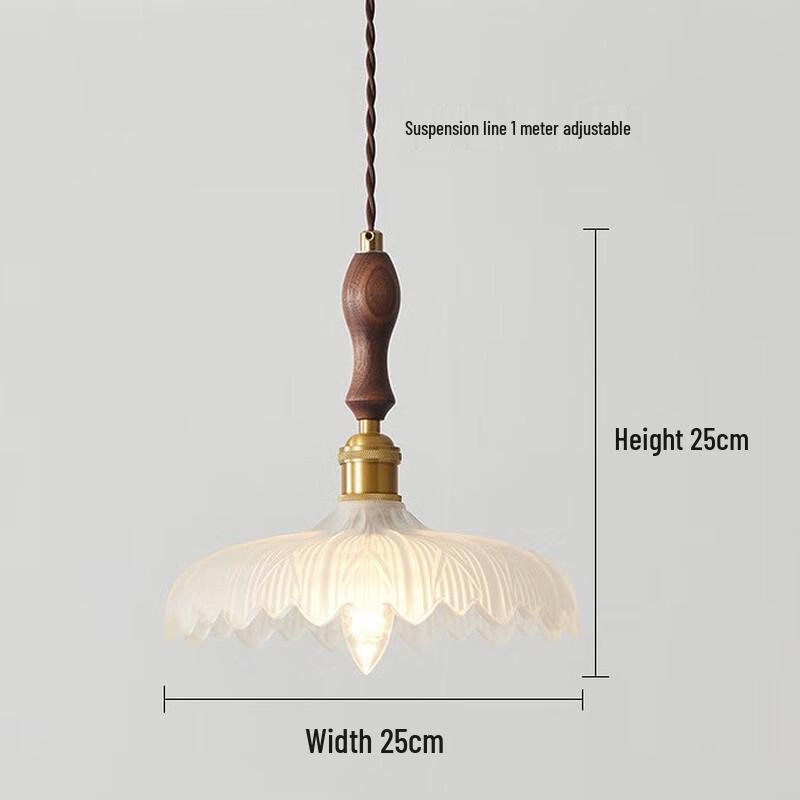 UOSU Amerykańska Retro Orzechowa Szklana Lampa Wisząca