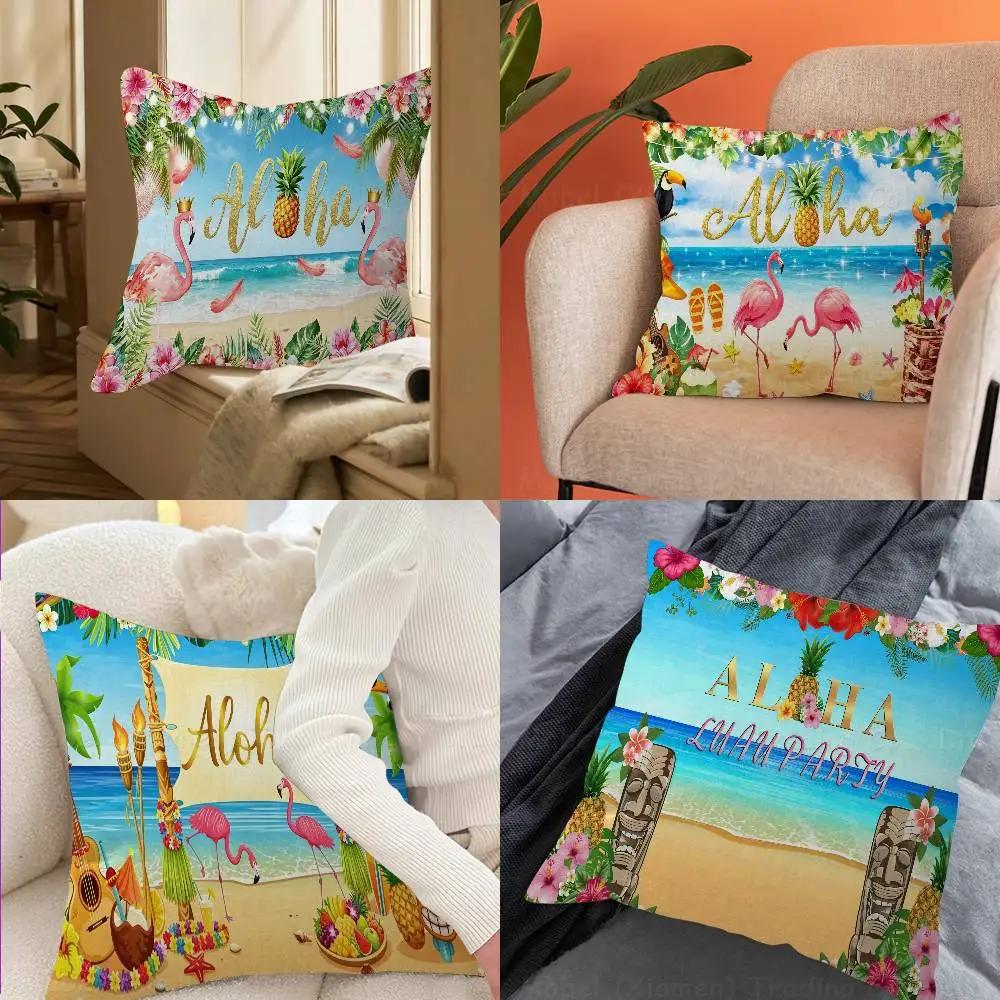 Summer Hawaii Beach Tropical Flowers Aloha Luau Sea Cushion Cover Polyester Sofa Cushions Throw Pillows Home Decor Pillowcover