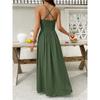 Ethnic Vacation Style Solid Color Lace Backless Spaghetti Strap High Waist Maxi Dress For Women