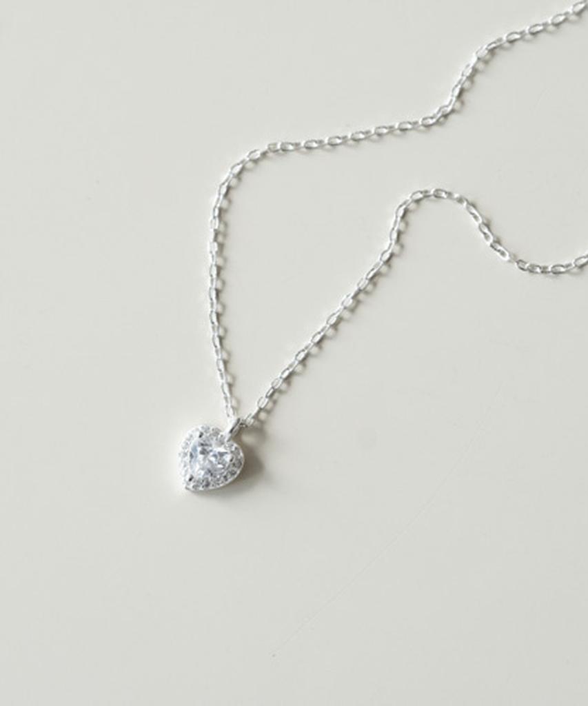 Alleun Silver 925 Cubic Heart Silver Necklace Mini