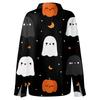Women's Halloween Printed Casual Half-Open Collar Long Sleeve Shirt