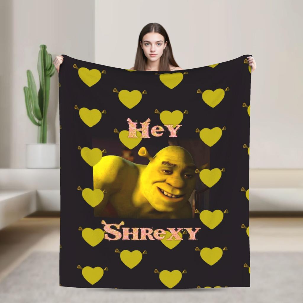Ehi Shrexy S-Shreks Coperta Meme in Pile Morbida Vintage per Copriletto Inverno,