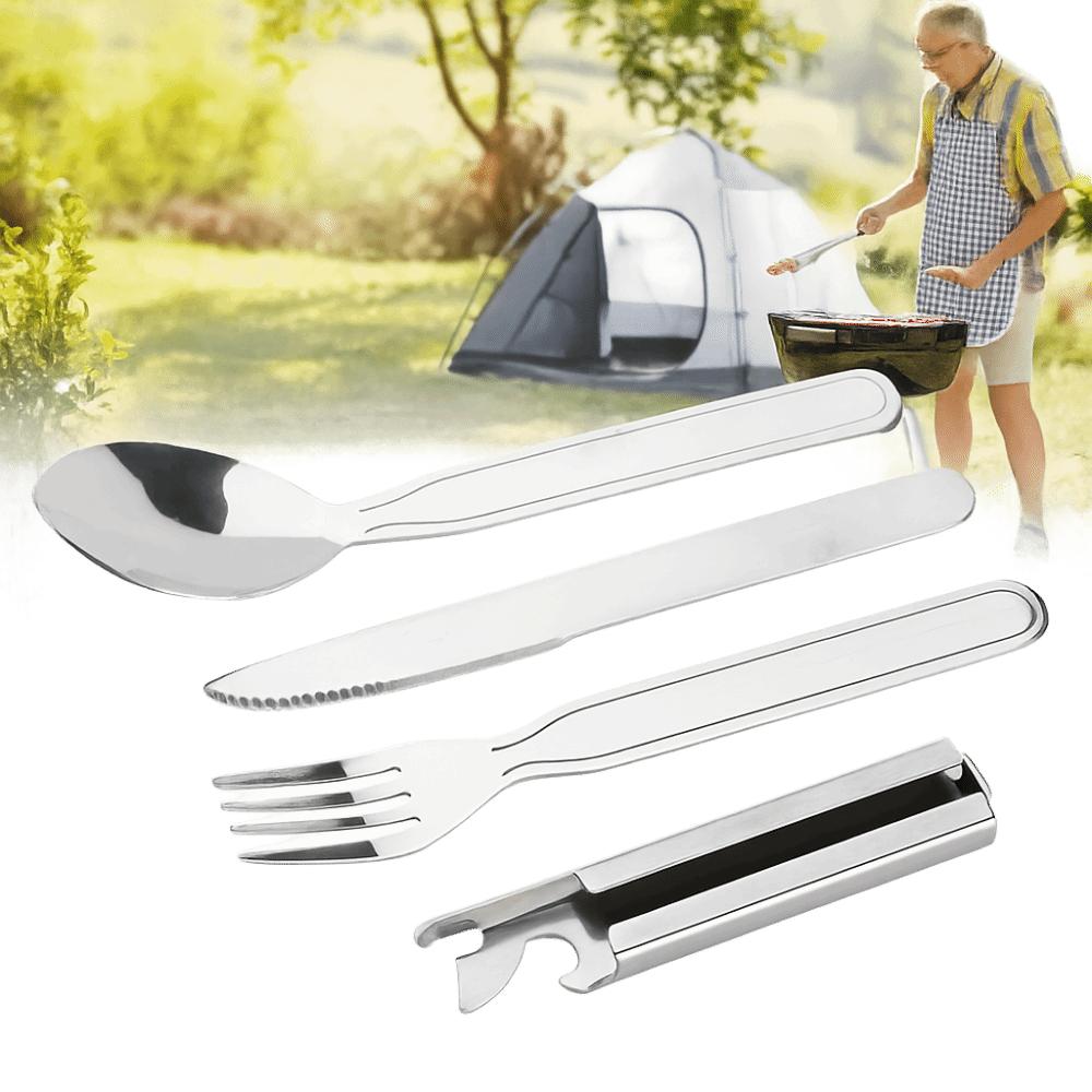 2 Set Durable Stainless Steel Tableware Portable Silver Cutlery Set Extra Strong Bottle Opener Home Use