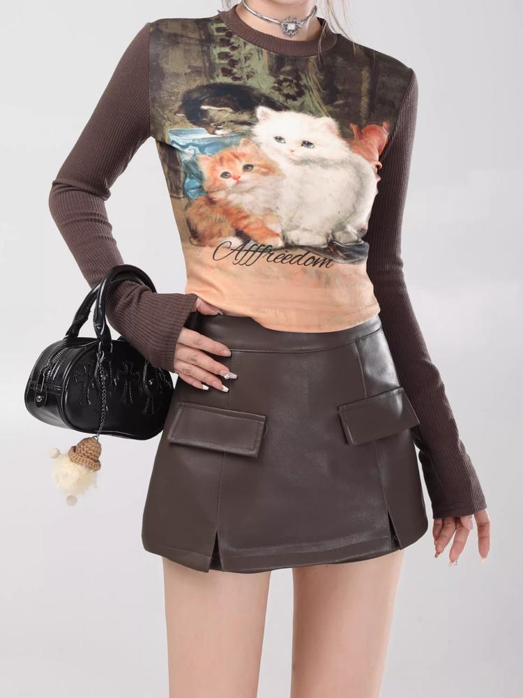 PU Leather Mini Shorts Skirts Women Sexy Hot All-match Autumn Winter Hip High Waist A-line Ins Nightclub Streetwear Female