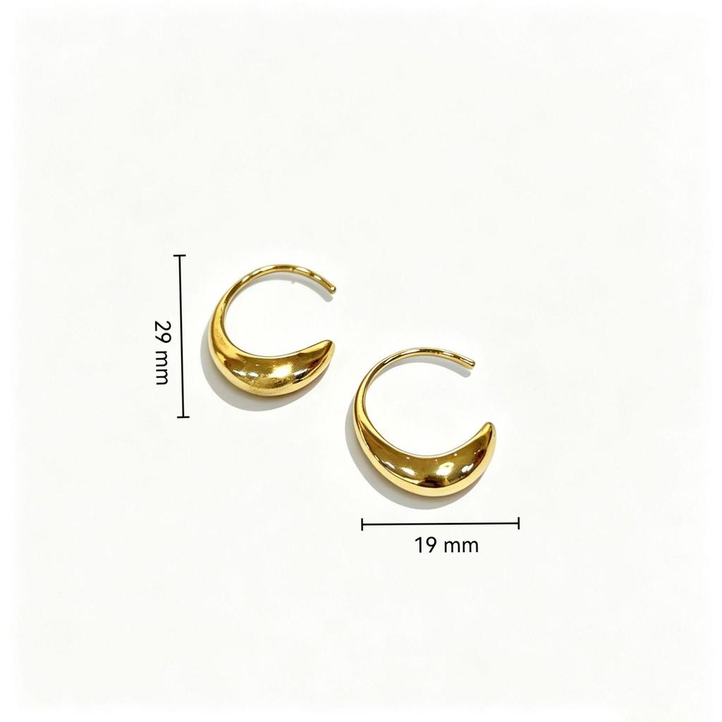 Elegant Gold Crescent Stainless Steel Stud Earrings