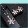 European Style Snowflake Necklace Set With Rhinestone Earrings For Christmas Gift Giving