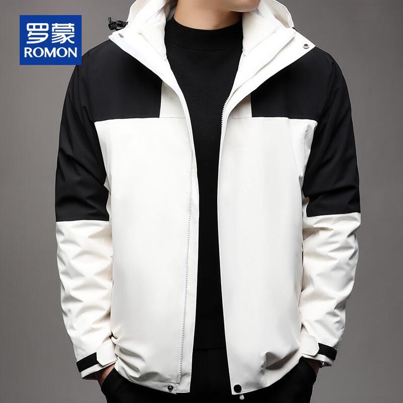 ROMON Men's 3-in-1 Winter Outdoor Hooded Jacket with Detachable Fleece Liner