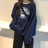 HCAWRNAP Pullover Sweatshirt with Alphabet and Logo Oversized Loose Long Korean HC34 Women's Print, Sweatshirt, Fit, Sleeves, Cute, Style, Stylish,
