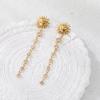 GEMCHIC Women's 18K Gold Stainless Steel Smiley Sun Zircon Tassel Earrings Fashion Light Luxury