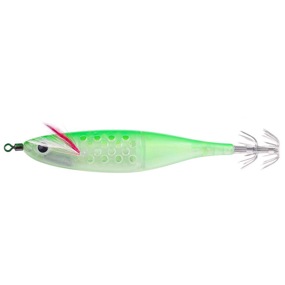 12CM-10G Luminous Double-Section Bait Cage Wooden Shrimp Hollow Sink Squid Hook Fake Bait for Fishing