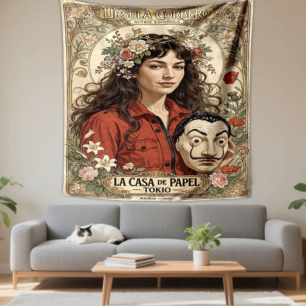 La Casa de Papel Tapestry Wall Hanging, Money Heist Tokyo Poster Art, TV Wall Decor for Bedroom Living Room Dorm