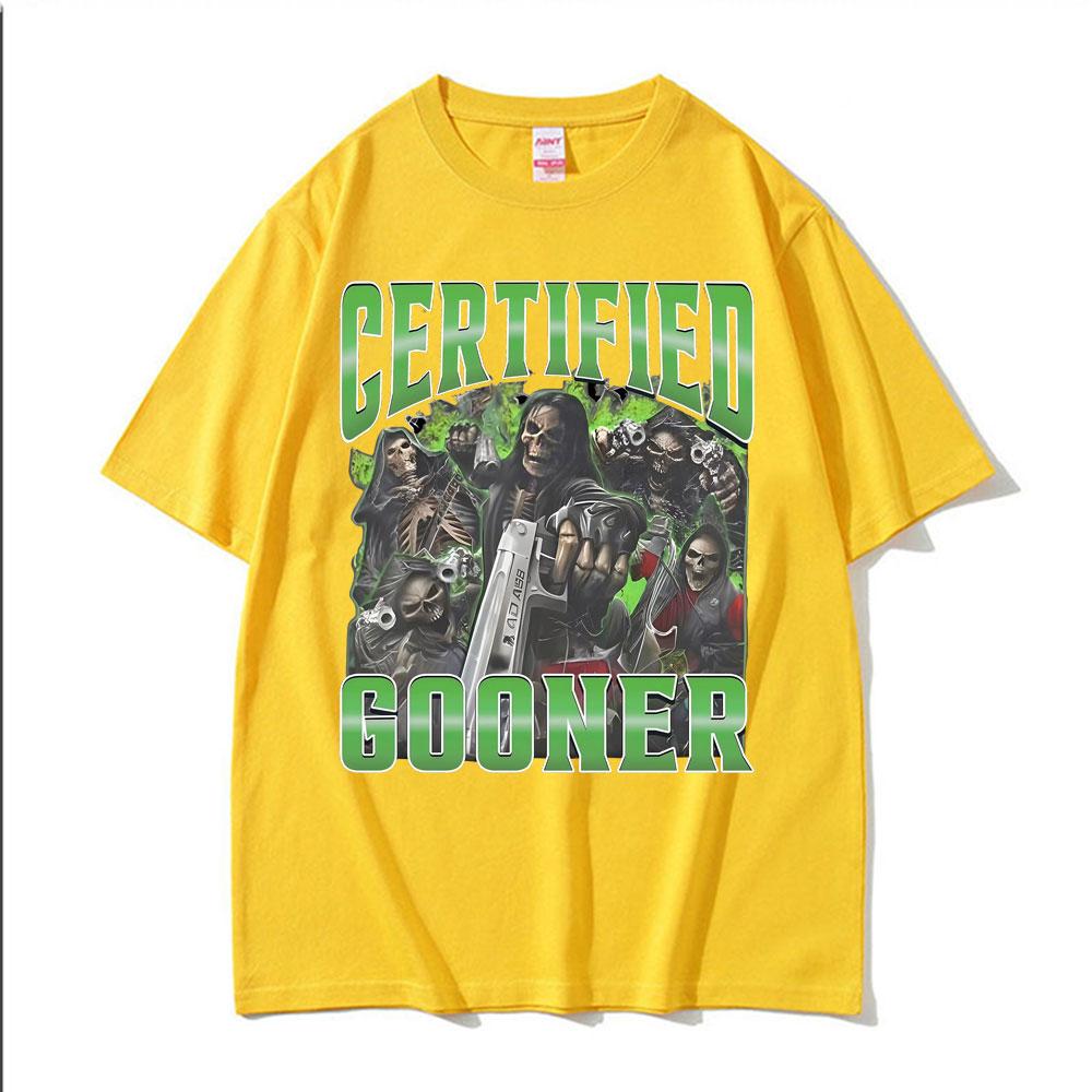 Zertifizierter Gooner Lustiges Skelett Meme T-Shirts Herrenbekleidung Mode Gothic Harajuku T-Shirt Männlich Übergroßes Hochwertiges T-Shirt