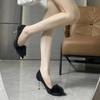 Women's Pointed Toe Fine Heel Black Sexy Women's Shoes Fur Shoes Winter Pumps Women Footwear Wedding Shoes Bride Tacones Mujer