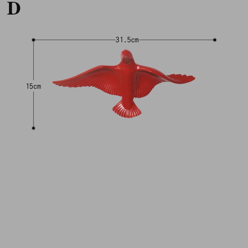 3D resin bird wall decorations three-dimensional wall stickers white gold bird statue living room TV sofa background wall art