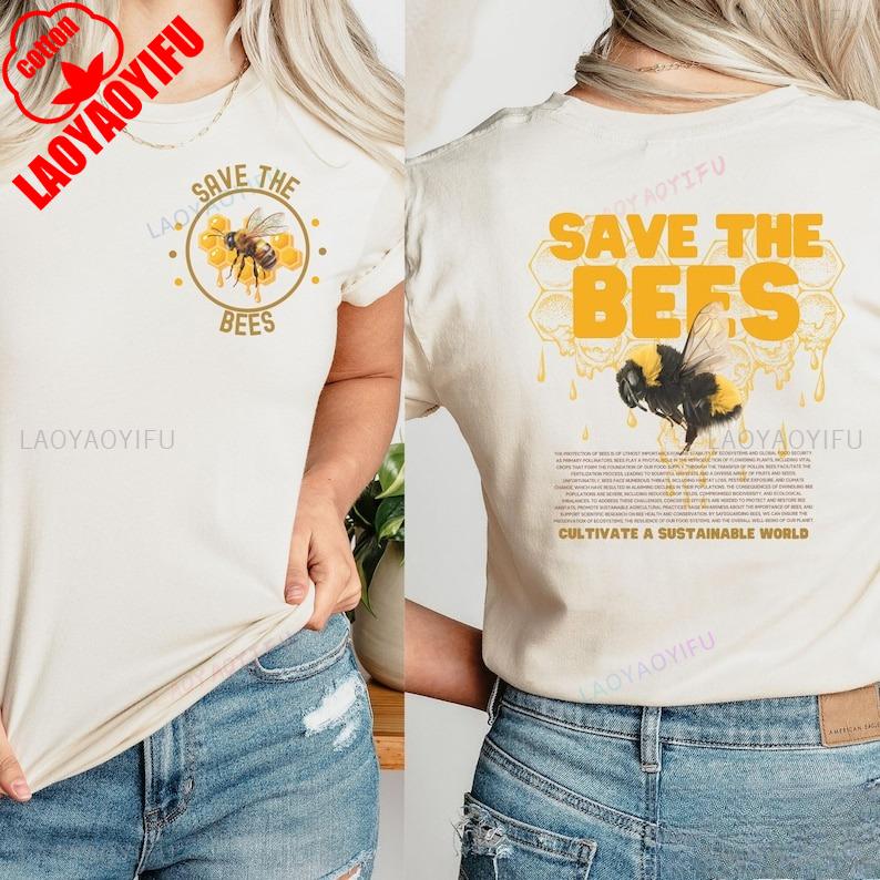New Style Save The Bees Beekeeper Bumble Bee Earth Day Honey Bee Environmental Nature Lover Tee Crewneck Printed Tshirt Tops