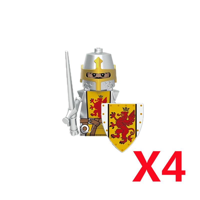 Medieval Castle MOC Building Blocks Wolf Warriors Soldier Figure Crusader Knights Horse Flag Vests Shield Weapon Toys Gifts T022