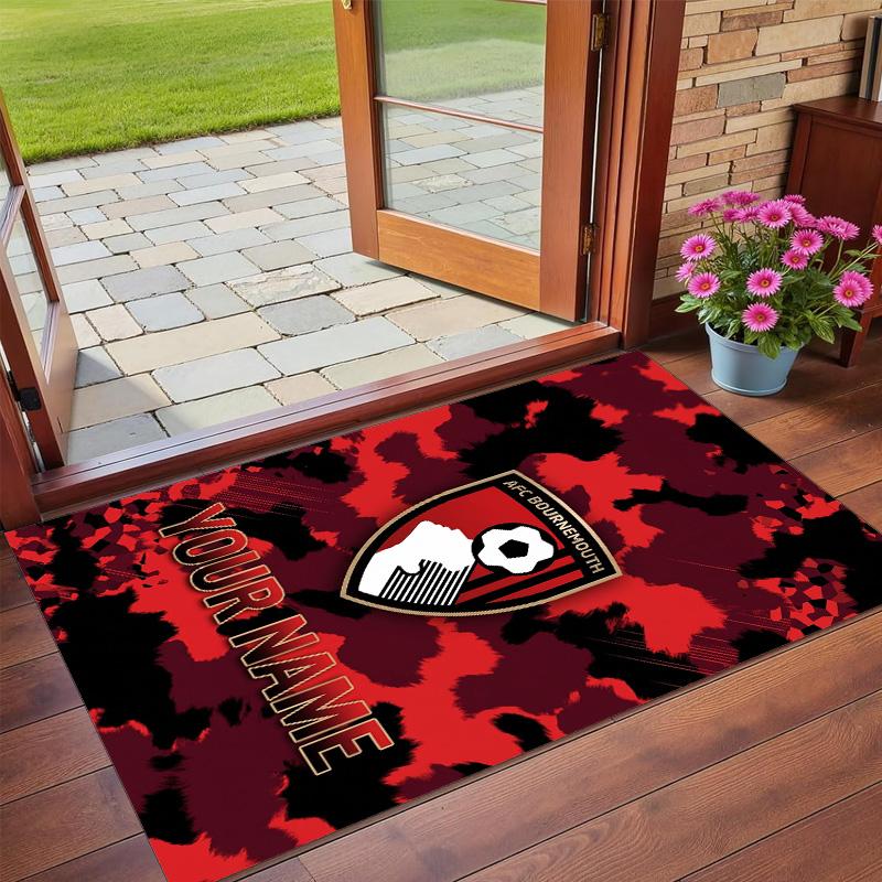 Crystal Velvet Rug Custom Name Text, Soft Non Slip Floor Mat Home DecorBournemouth Football