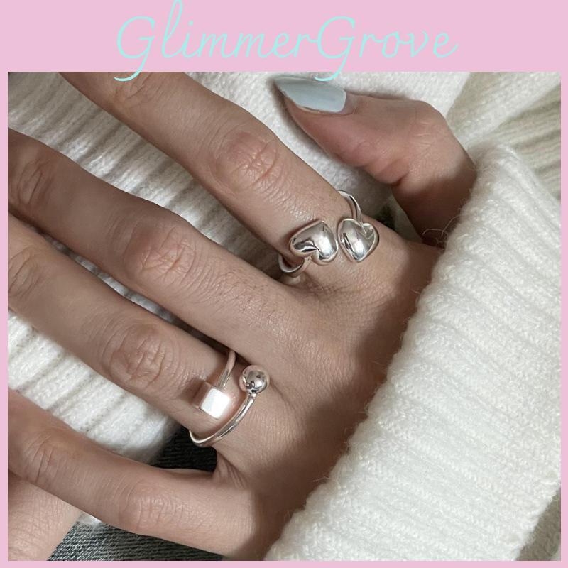 Eleganter Verstellbarer Geometrischer Ring in Herzform für Damen Schlichtes und Stilvolles Design