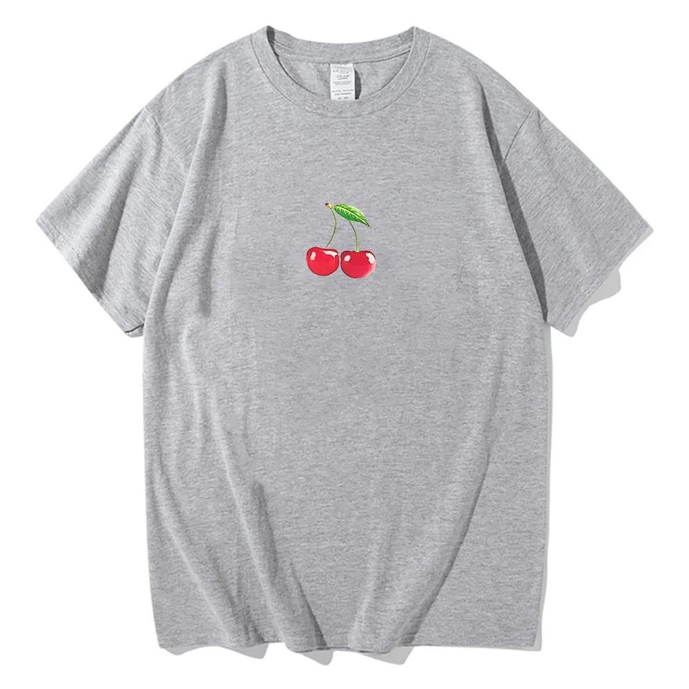 2026 Summer New O-Neck Short Sleeve Unisex Cotton Fashion Cartoon Print Tops Megan Fox Cherry Print T-Shirt Graphic Shirt