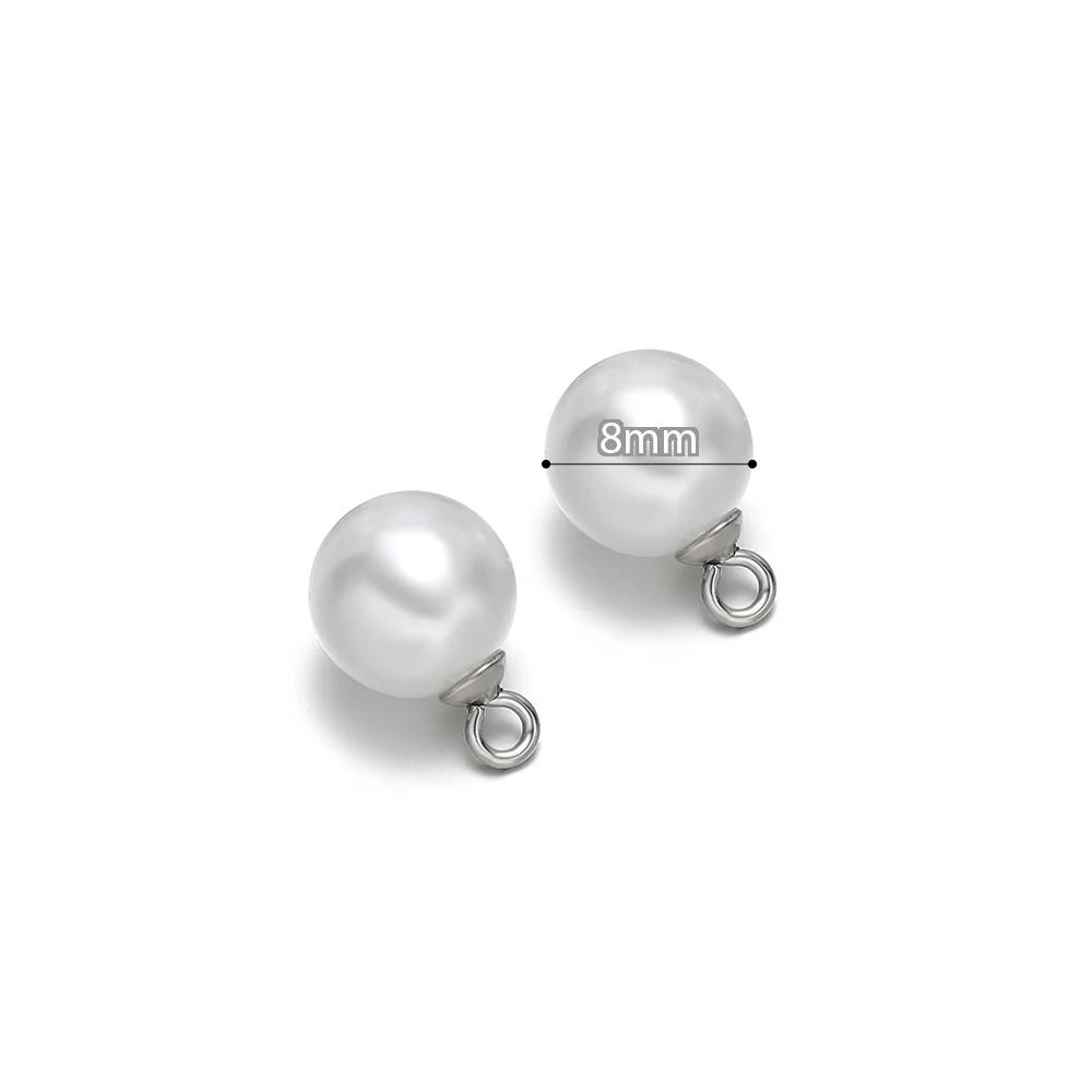

20pcs Imitation Pearl with Stainless Steel Caps 8mm 10mm Charms for Jewelry Earrings Making DIY Necklaces Pendants Wholesale