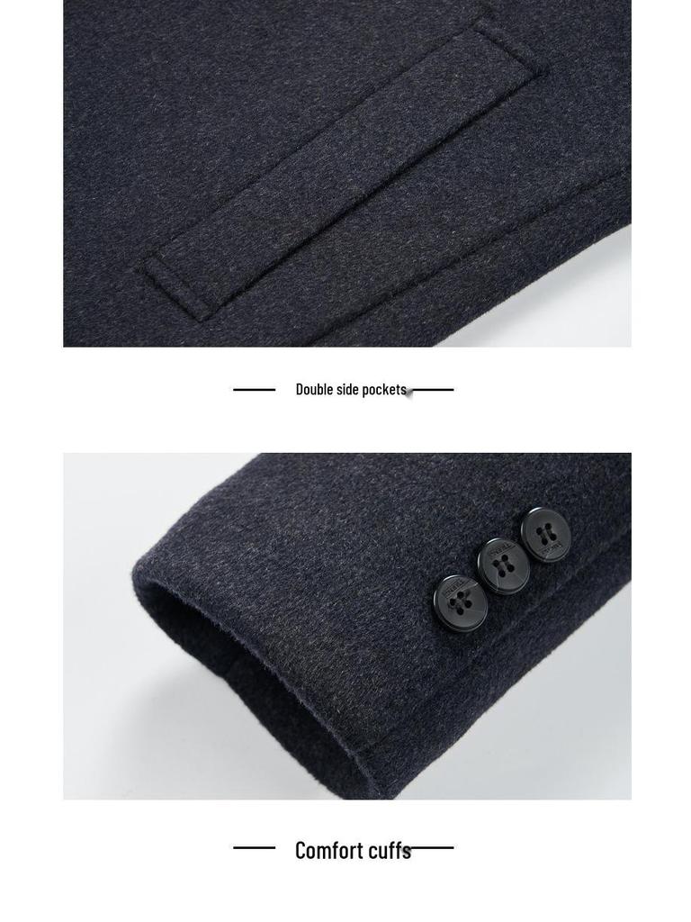 Brand Men's Double-Faced Wool Overcoat - Autumn/Winter 2025, No-Iron Lapel, Business Casual for Middle-Aged Dads