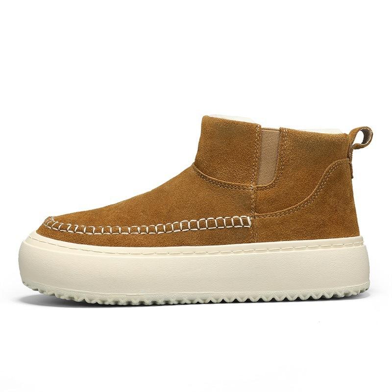 Snow boots men's winter piled and thickened warm and cold-resistant medium help thick-soled non-slip waterproof fur integrated Northeast cotton shoes