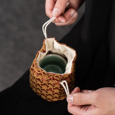 Chinese Style Travel Portable Tea Cup Bag Teaware Storage Bag Household Breakage-proof Protective Cover Teacup Gift Package Bag