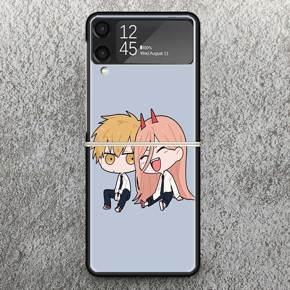 C-Chainsaw Mans Cute Print Case For Samsung Galaxy Z Flip 3 4 5 6 7 5G Phone Shell Flip7 Flip6 Flip5 Flip4 Flip3 Pattern Cover F