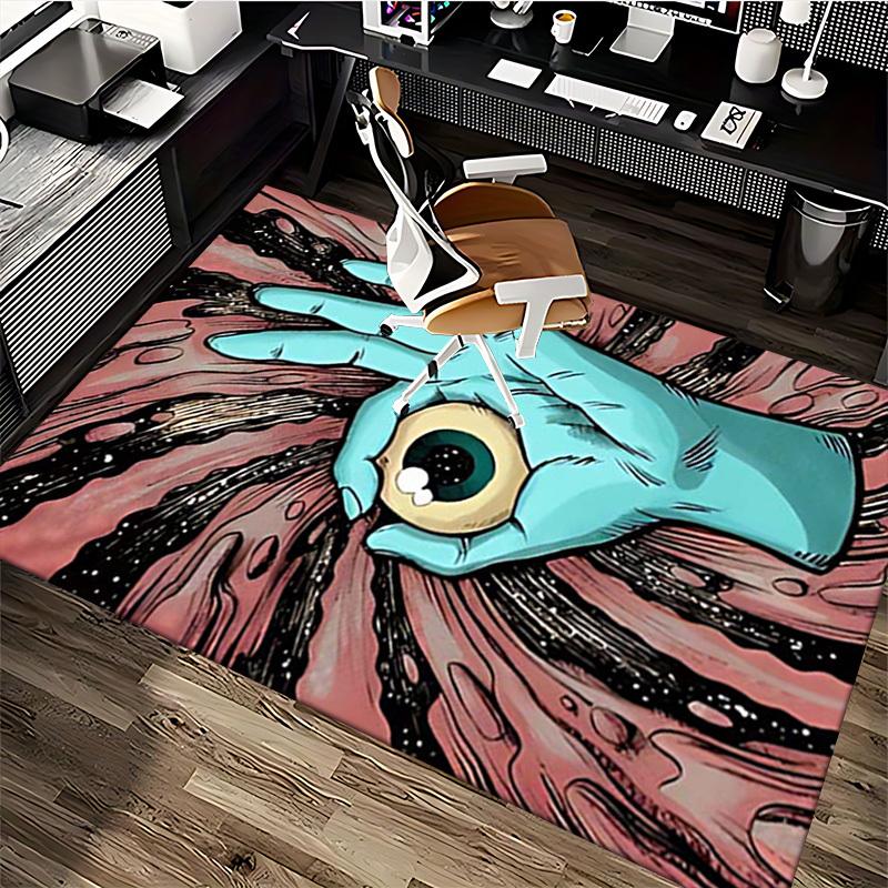 1pc Anime Cartoon Design Ok Hand Eye Office Chair Mat Non-Slip Carpet for Home Decor, Suitable for All Seasons, Fits Office and Gaming Room.A078