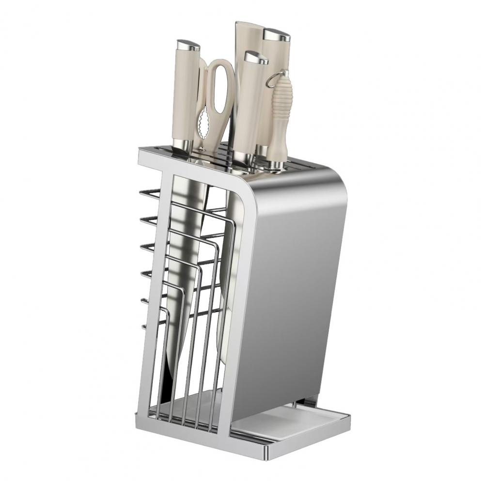 Breathable Knife Organizer Waterproof Knife Rack Stylish Metal Knife Block with Multiple Compartments Stable for Space-saving