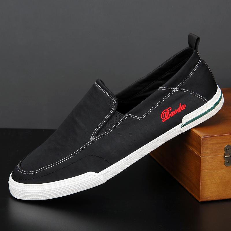 

Мужская обувь, дышащие парусиновые кроссовки, мужские летние повседневные кроссовки для прогулок на открытом воздухе, легкие кроссовки, мужская обувь для вождения, обувь без застежек 44 чёрный