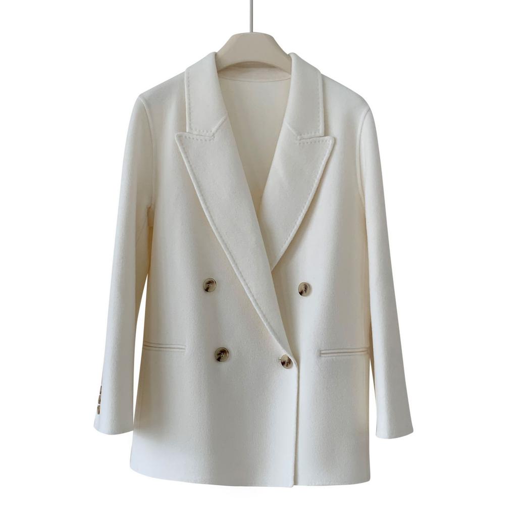 Autumn and winter coat temperament dry refining double-sided woolen wool coat casual suit double-breasted short