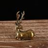 1Pc Retro Brass Elk Miniature Figurine Mini Deer Statue Home Desktop Ornament Decors Festival Decoration Accessories