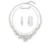 3pcs Korean Minimalist Zircon Zircon Set Plated Bridal Necklace Earrings Versatile Clavicle Chain Set for Weddings Everyday Wear